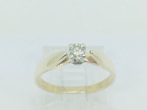 10k Yellow Gold Round Cut 14pt Diamond Solitaire Ring