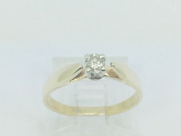 10k Yellow Gold Round Cut 14pt Diamond Solitaire Ring