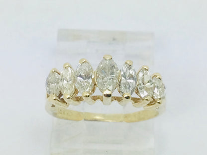 14k Yellow Gold 1.4ct Marquise Cut Diamond Row Set Ring