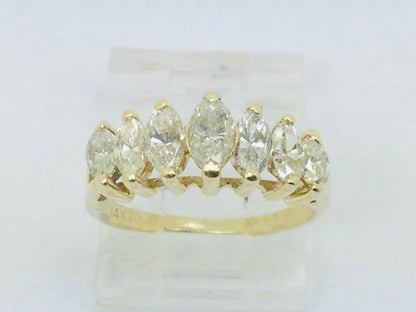 14k Yellow Gold 1.4ct Marquise Cut Diamond Row Set Ring