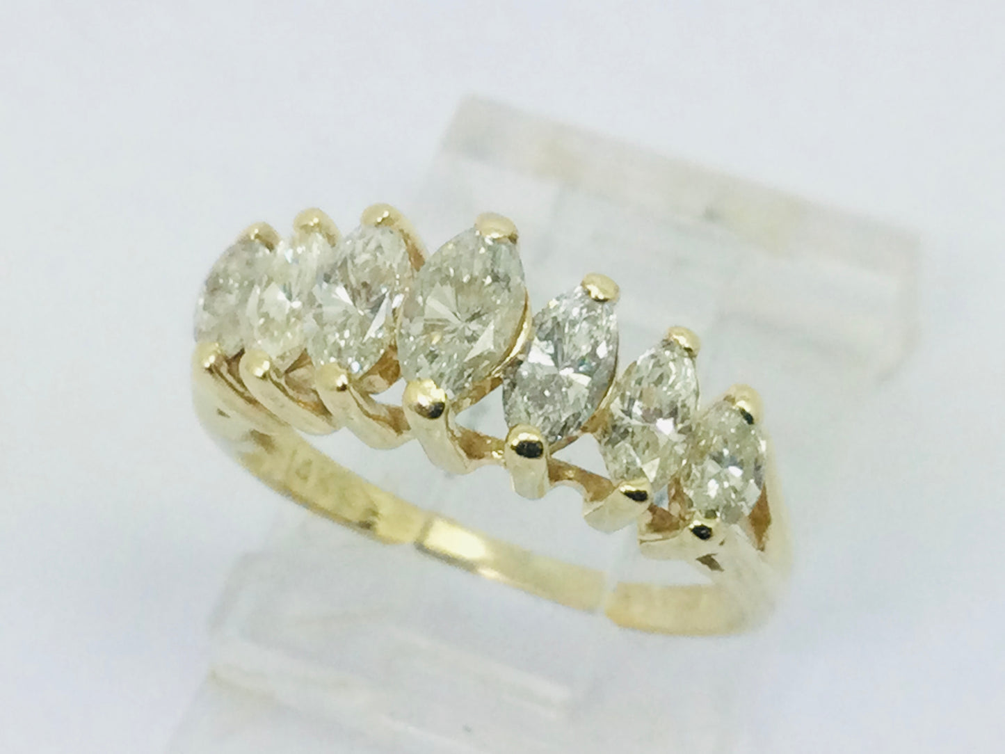 14k Yellow Gold 1.4ct Marquise Cut Diamond Row Set Ring
