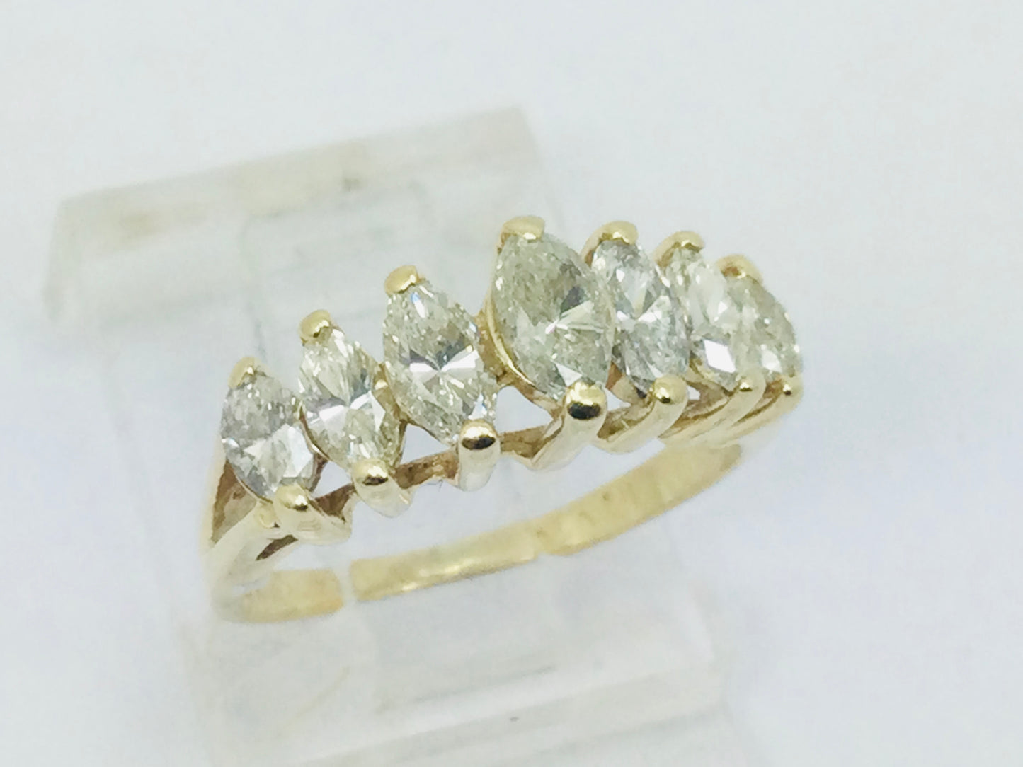 14k Yellow Gold 1.4ct Marquise Cut Diamond Row Set Ring
