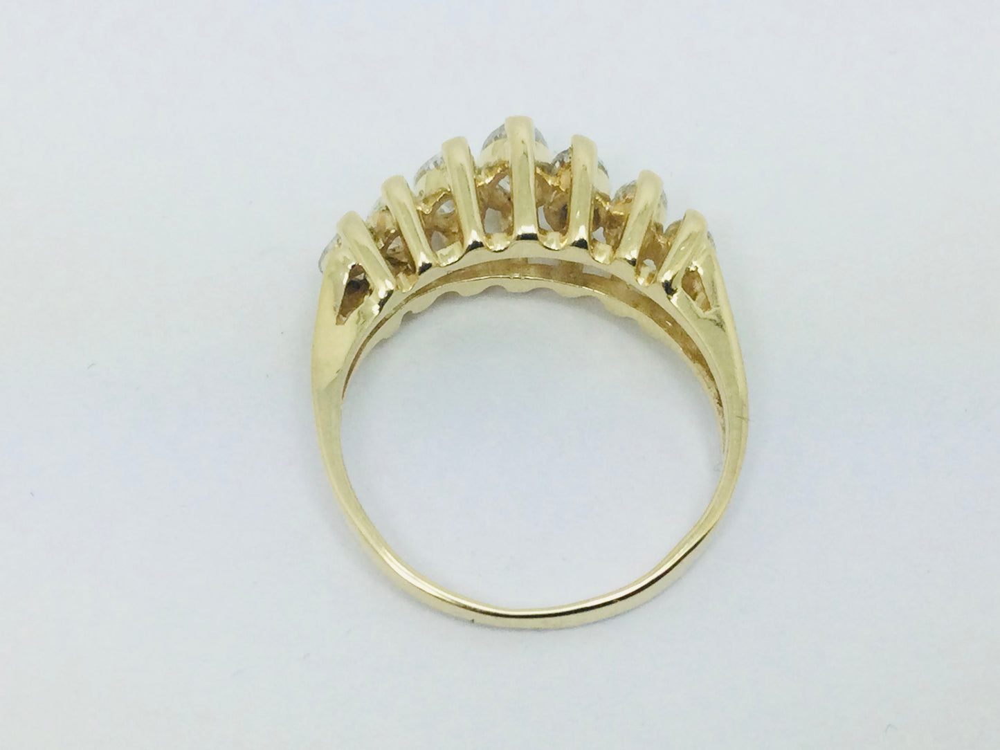 14k Yellow Gold 1.4ct Marquise Cut Diamond Row Set Ring
