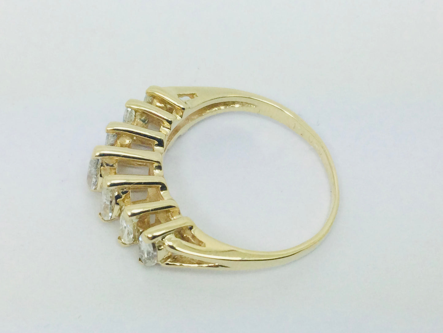 14k Yellow Gold 1.4ct Marquise Cut Diamond Row Set Ring
