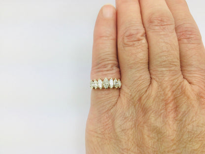 14k Yellow Gold 1.4ct Marquise Cut Diamond Row Set Ring