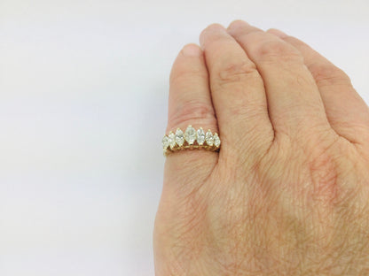 14k Yellow Gold 1.4ct Marquise Cut Diamond Row Set Ring