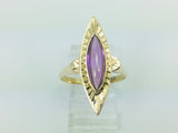 18k Yellow Gold Marquise Cut Cabochon Amethyst February Birthstone Ring