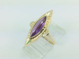 18k Yellow Gold Marquise Cut Cabochon Amethyst February Birthstone Ring