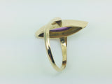 18k Yellow Gold Marquise Cut Cabochon Amethyst February Birthstone Ring
