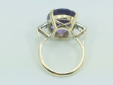 10k Yellow Gold Oval Cut Genuine Amethyst February Birthstone & Diamond Ring
