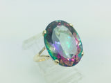 14k Yellow Gold Oval Cut Rainbow Topaz Cocktail Ring