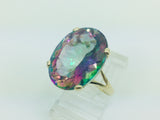 14k Yellow Gold Oval Cut Rainbow Topaz Cocktail Ring