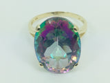 14k Yellow Gold Oval Cut Rainbow Topaz Cocktail Ring
