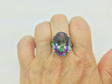 14k Yellow Gold Oval Cut Rainbow Topaz Cocktail Ring
