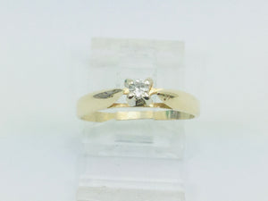 14k Yellow Gold Round Cut 7pt Solitaire Diamond Ring