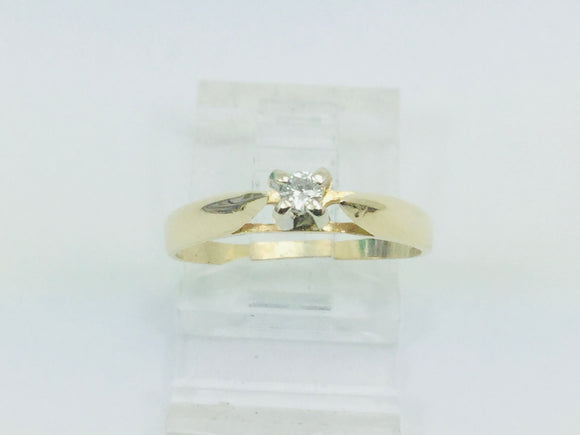 14k Yellow Gold Round Cut 7pt Solitaire Diamond Ring