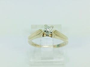 10k Yellow Gold Round Cut 8pt Solitaire Diamond Ring