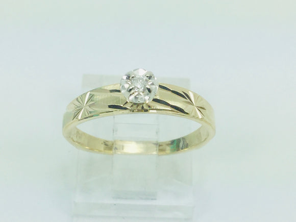 10k Yellow Gold Round Cut 3pt Solitaire Diamond Ring