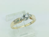 14k Yellow Gold Round Cut 9pt Solitaire with Accents Diamond Ring
