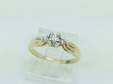 14k Yellow Gold Round Cut 9pt Solitaire with Accents Diamond Ring