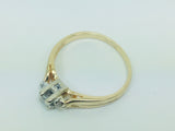 14k Yellow Gold Round Cut 9pt Solitaire with Accents Diamond Ring