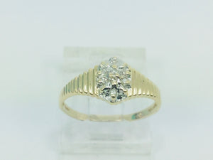 10k Yellow Gold Round Cut 8pt Diamond Cluster Ring