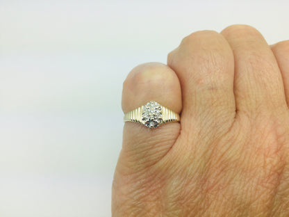 10k Yellow Gold Round Cut 8pt Diamond Cluster Ring