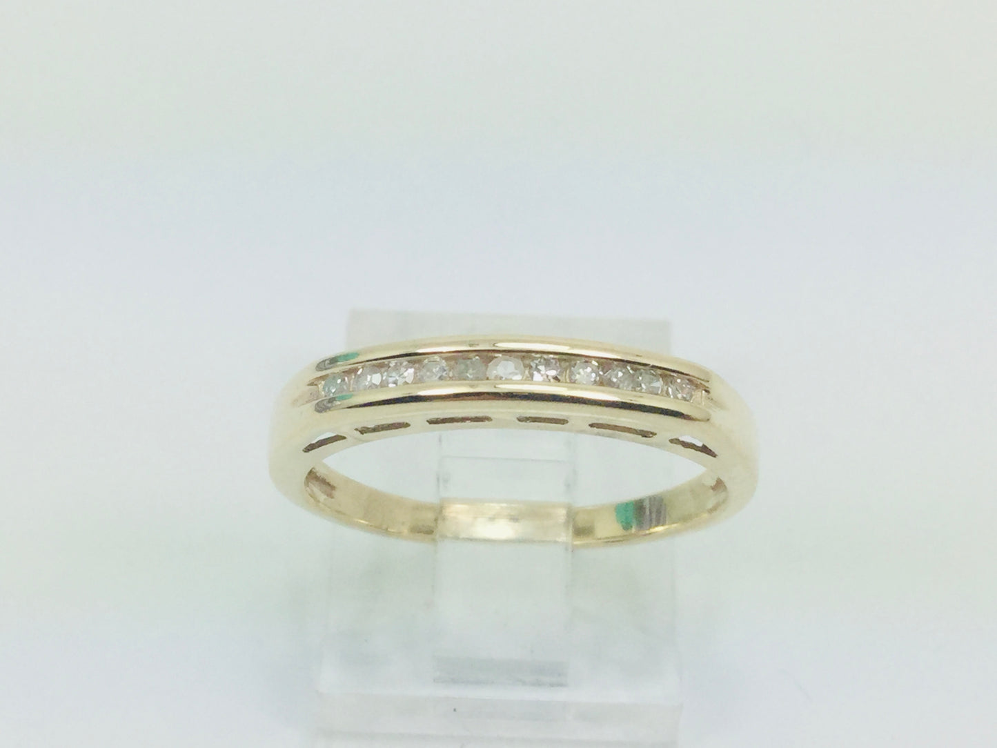 10k Yellow Gold Round Cut 11pt Diamond Channel Set Ring
