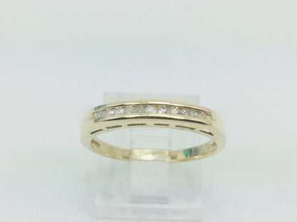 10k Yellow Gold Round Cut 11pt Diamond Channel Set Ring