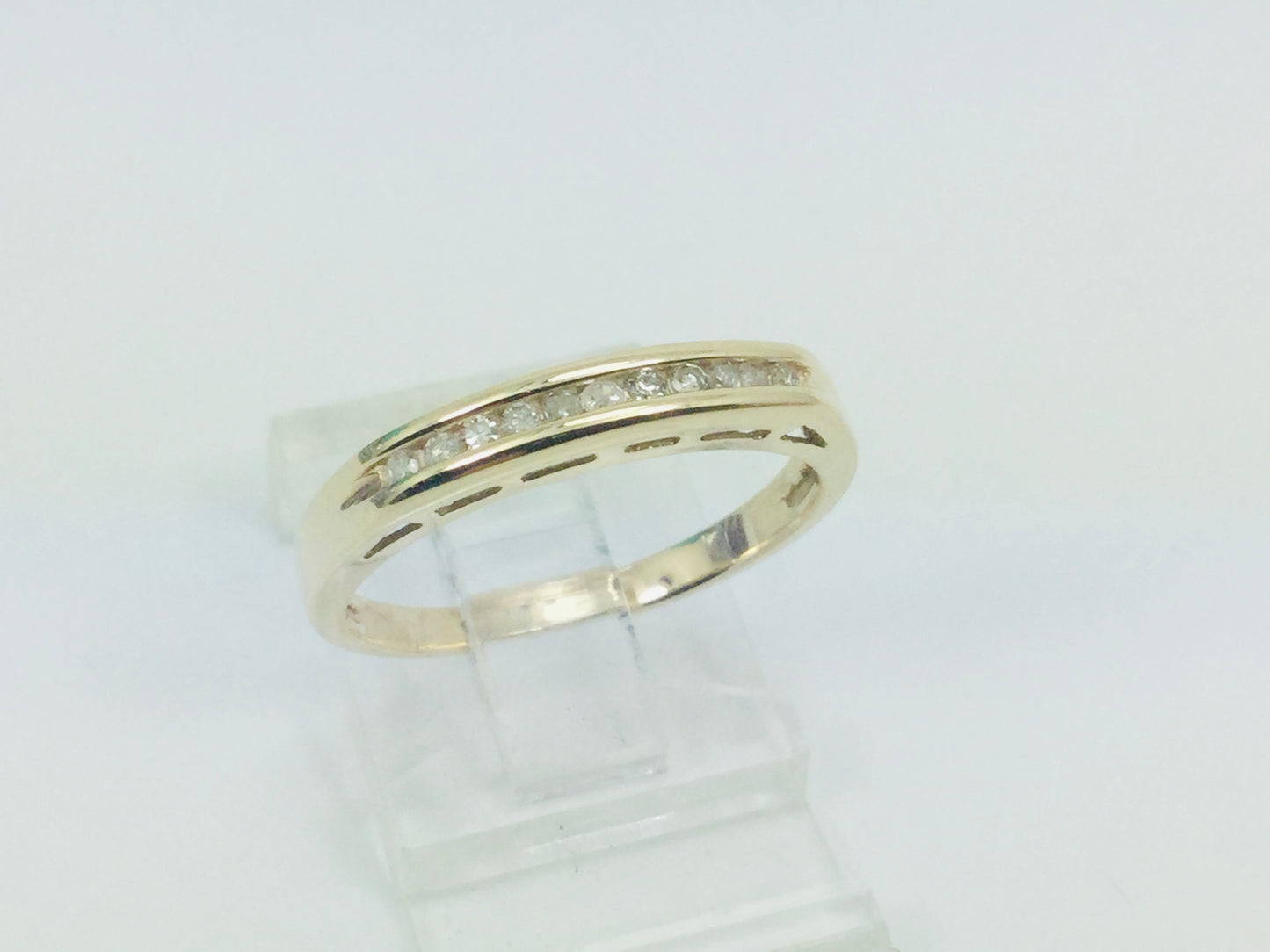 10k Yellow Gold Round Cut 11pt Diamond Channel Set Ring