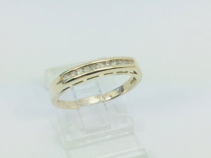 10k Yellow Gold Round Cut 11pt Diamond Channel Set Ring