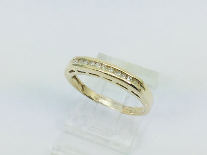 10k Yellow Gold Round Cut 0.11ct Diamond Channel Set Ring