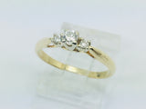 14k Yellow Gold Round Cut 20pt Trinity Three Stone Diamond Ring