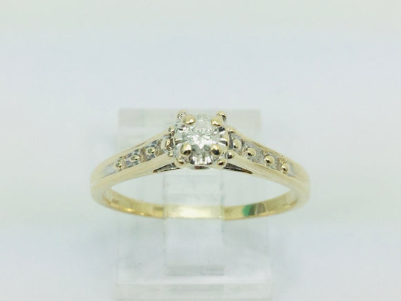 10k Yellow Gold Round Cut 10pt Diamond Solitaire Ring