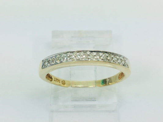 14k Yellow Gold Round Cut 8ct Diamond Row Set Ring