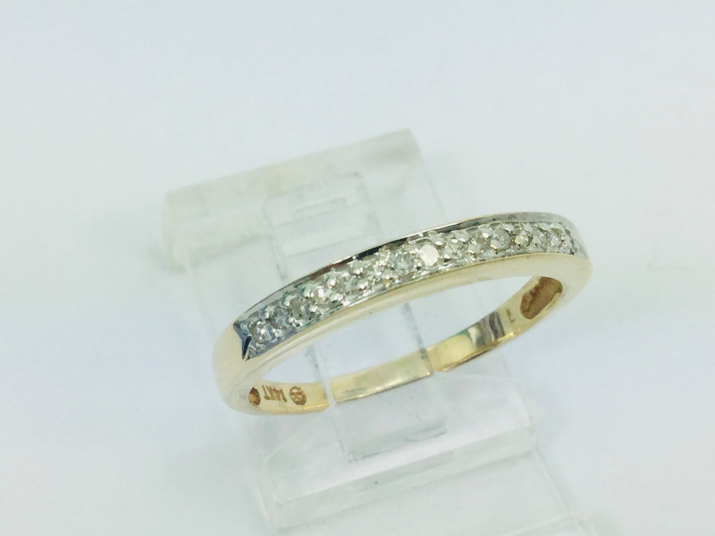 14k Yellow Gold Round Cut 8ct Diamond Row Set Ring