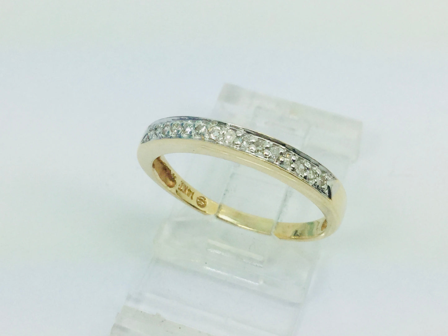 14k Yellow Gold Round Cut 8ct Diamond Row Set Ring