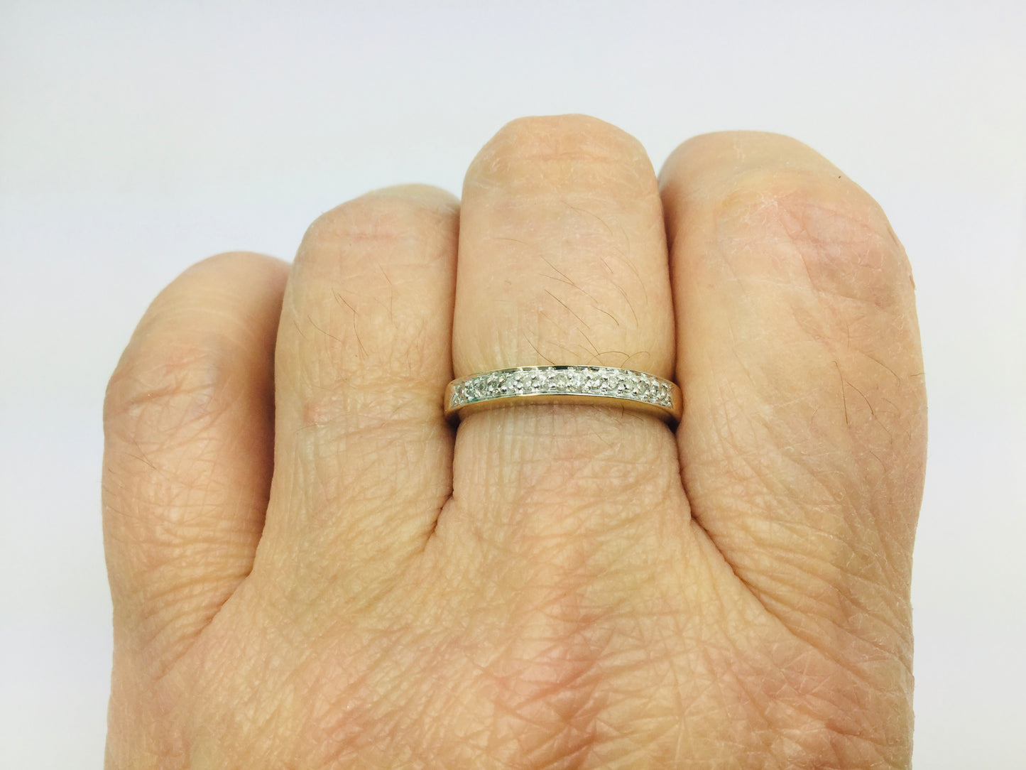 14k Yellow Gold Round Cut 8ct Diamond Row Set Ring