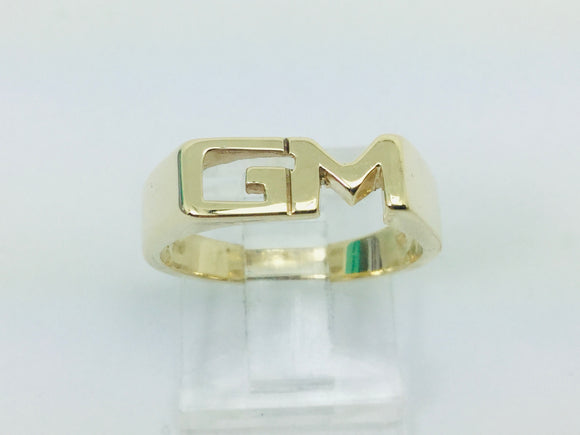10k Yellow Gold Letter 'GM' Initial Identification Ring