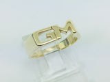 10k Yellow Gold Letter 'GM' Initial Identification Ring