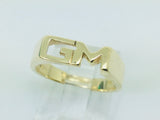 10k Yellow Gold Letter 'GM' Initial Identification Ring