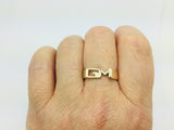 10k Yellow Gold Letter 'GM' Initial Identification Ring