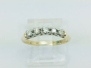 14k Yellow & White Gold Round Cut 15pt Row Set Diamond Ring