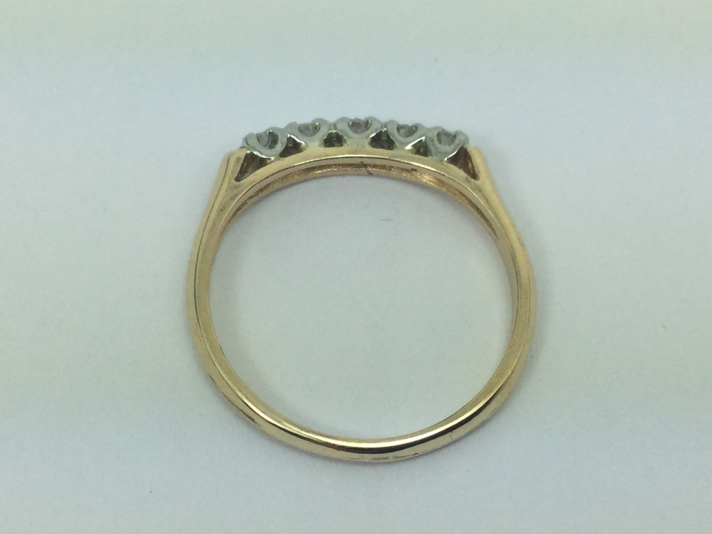 14k Yellow & White Gold Round Cut 15pt Row Set Diamond Ring