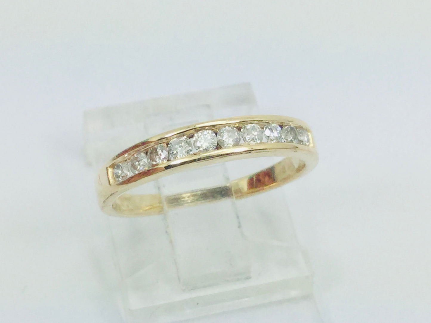 14k Yellow Gold Round Cut 30pt Channel Set Diamond Ring