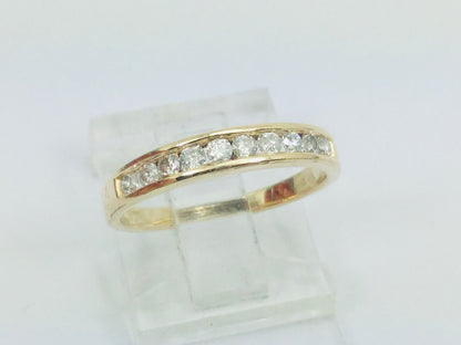 14k Yellow Gold Round Cut 30pt Channel Set Diamond Ring