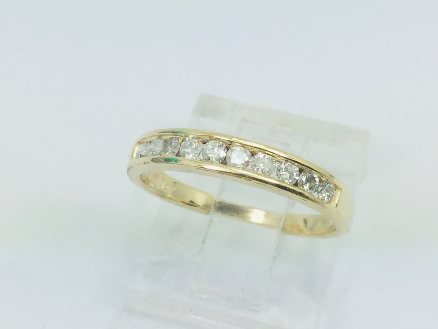 14k Yellow Gold Round Cut 30pt Channel Set Diamond Ring