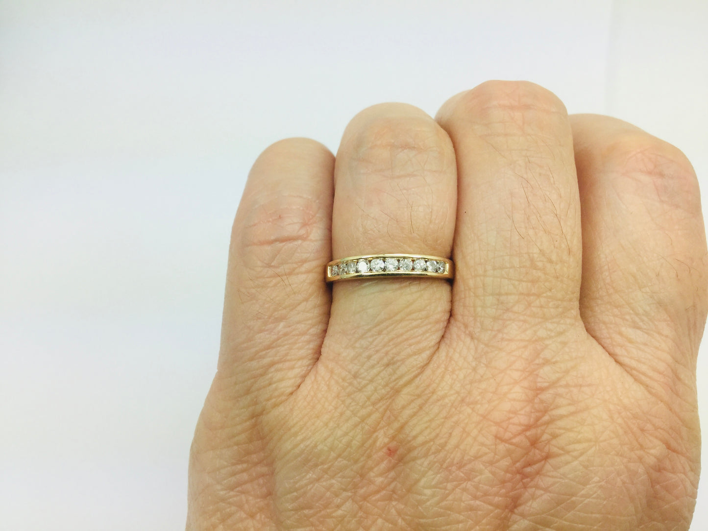 14k Yellow Gold Round Cut 30pt Channel Set Diamond Ring