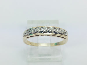 10k Yellow Gold Round Cut 9pt Row Set Diamond Ring