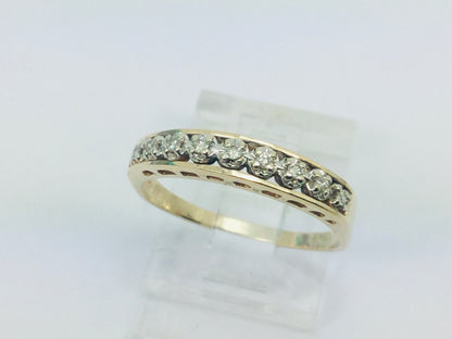 10k Yellow Gold Round Cut 9pt Row Set Diamond Ring